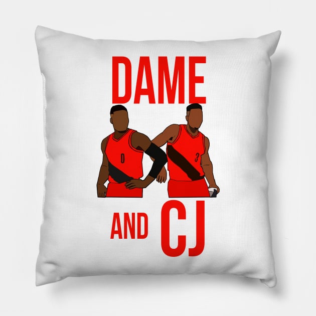 Damian Lillard and CJ Mccollum 'Dame and CJ' - Portland Trailblazers Pillow by xavierjfong