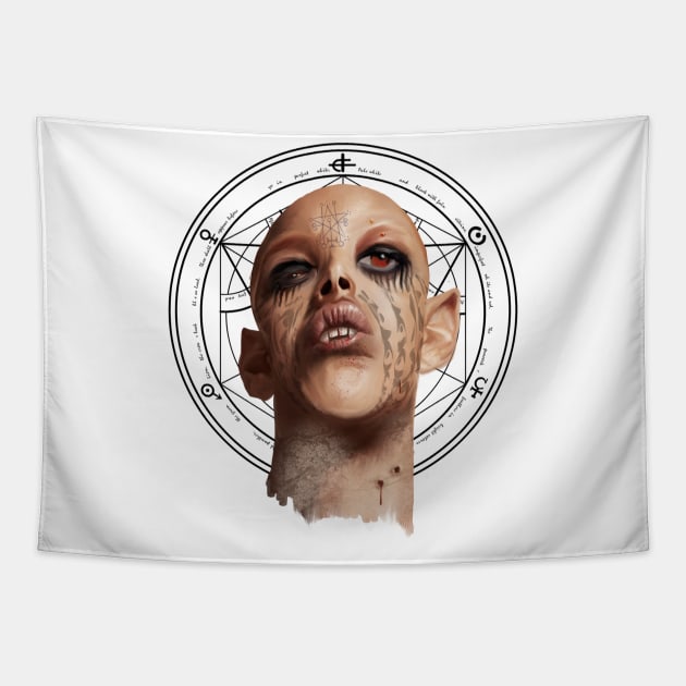 Beautiful Vampire Girl Gothic Horror Tapestry by IceTees