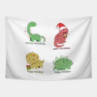 Christmas dinosaur T Rex, merry christmas Tapestry