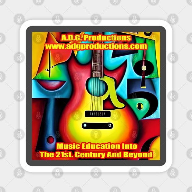 Abstract Image Of Musical Symbols and A Guitar Magnet by Musical Art By Andrew