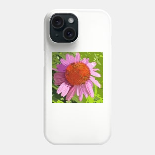 Echinacea, pink flower, green leaves, photography digitally modified Phone Case