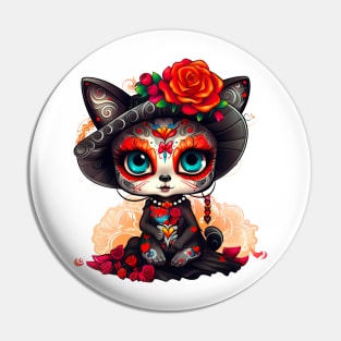 Dia de los Muertos Cat #3 Pin