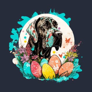 Great Dane Easter Egg Spring Splatter Painting Dog Lover Art T-Shirt