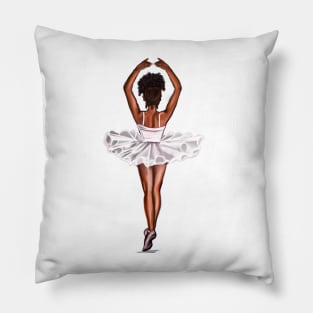 African American ballerina in white tutu #011- brown skin ballerina. Top 100 of the best. Pillow