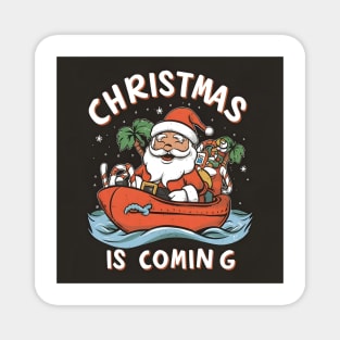 Santa on boat Magnet