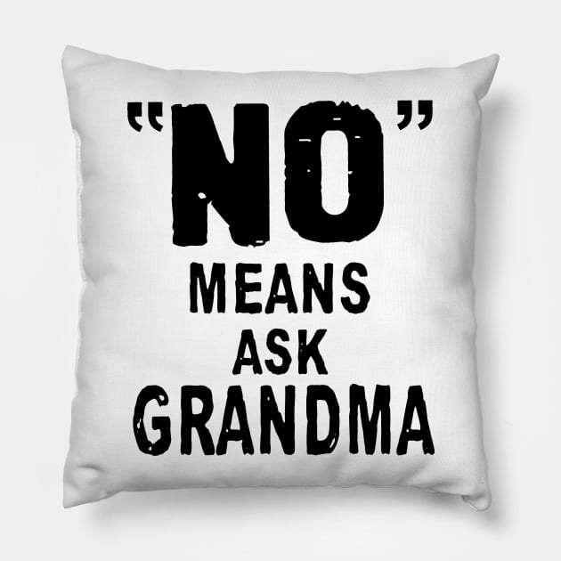 No Means Ask Grandma Pillow by TeeLand
