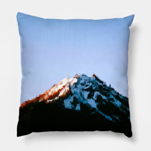 Mountain covered by snow oil painting Pillow