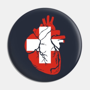 Anatomical heart design, Switzerland flag Pin