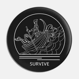 Survive: Escape From Atlantis Minimalist Line Drawing - Board Game Inspired Graphic - Tabletop Gaming  - BGG Pin