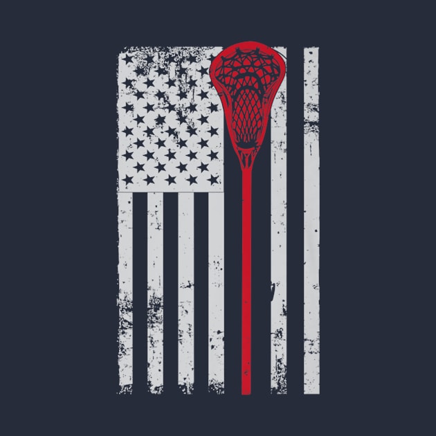 Lacrosse American Flag Patriotic Athletic Sport Tee by Stick Figure103