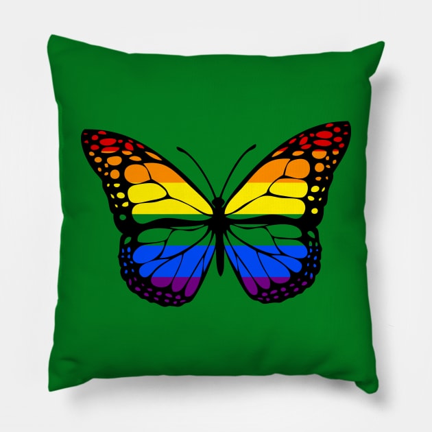 Rainbow Butterfly Pillow by TheQueerPotato