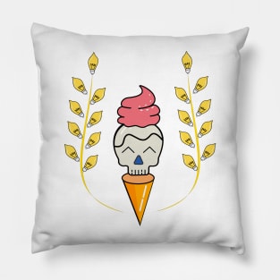 happy skull ice cream Pillow