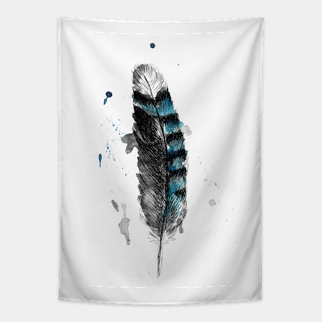 Jay Feather Print Tapestry by rachelsfinelines