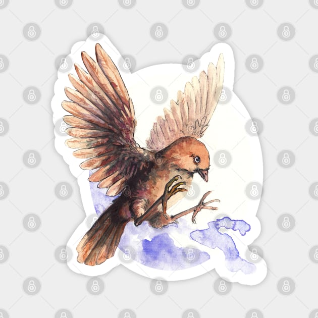 Sparrow - watercolor painting Magnet by Karolina Studena-art