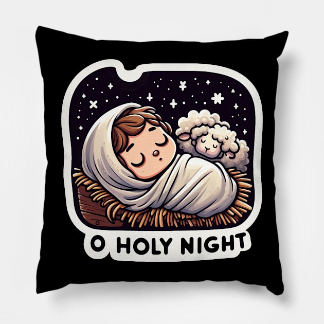 O Holy Night Baby Jesus Sleeping in the Manger with Sheep Pillow by Plushism