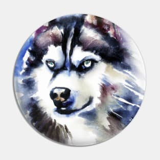 Siberian Husky Watercolor - Gift For Dog Lovers. Cool dog design for Chukcha owners. Features siberian husky with water color style. Great dog artwork for Husky Sibe lovers. Pin