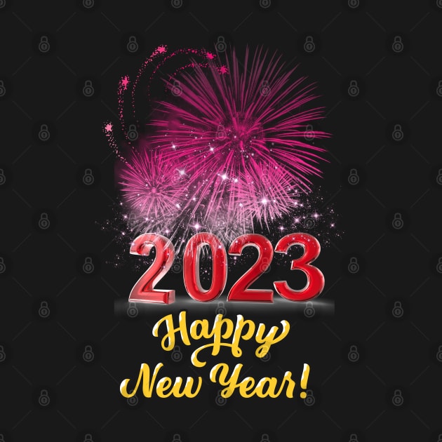 2023 Happy New Year!, PINK Fire work Celebration by MAii Art&Design