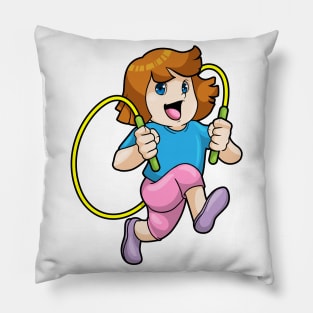 Girl at Fitness with Skipping rope Pillow