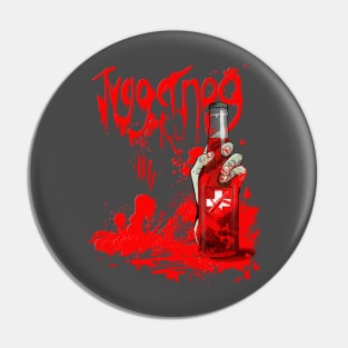 Zombie Hand Bloodied Juggernog on Charcoal Pin