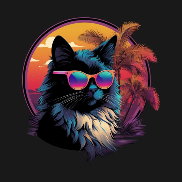 Retro Wave Balinese Cat Shirt by Miami Neon Designs