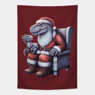 Visiting Dino Claus Tapestry