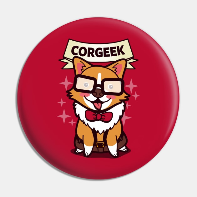 Funny Cute Kawaii Geek Corgi Dog Cartoon For Dog Lovers Pin by BoggsNicolas