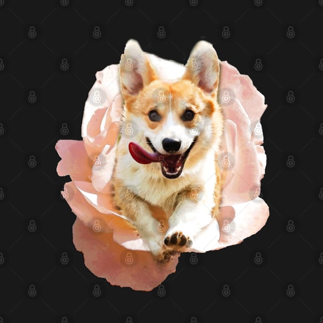 flower corgi by goblinbabe