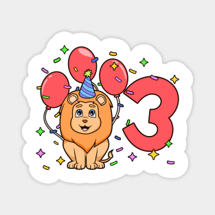 I am 3 with lion - kids birthday 3 years old Magnet