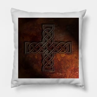 Celtic Knotwork Cross Rust Texture No 1 Pillow