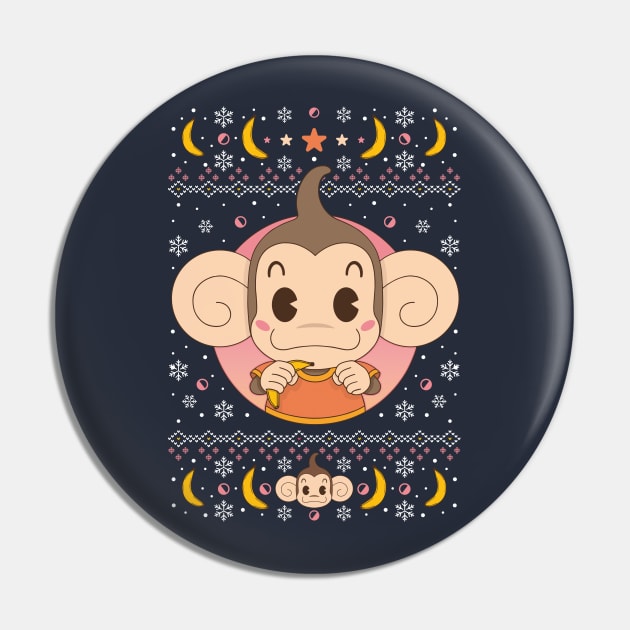 Monkey Banana Christmas Sweater Pin by Alundrart