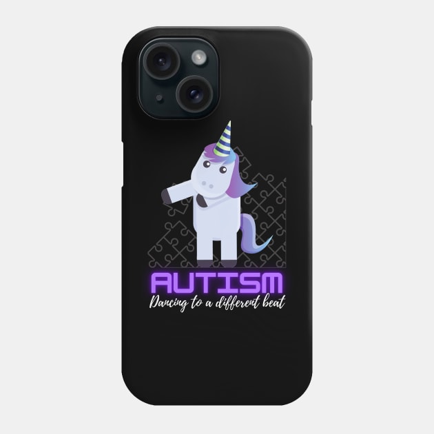 Autism awareness Dabbing unicorn puzzle piece kids Phone Case by Fabled Rags 