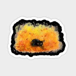 Black Cat Fall Leaves Magnet