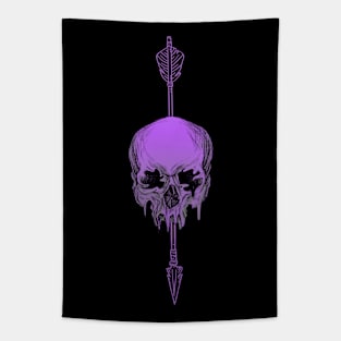 MELTING PURPLE SKULL WITH AN ARROW Tapestry