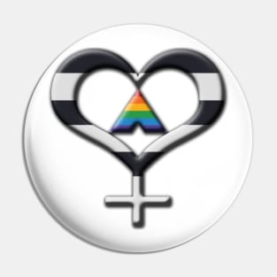 Heart-Shaped LGBT Ally Pride Female Gender Symbol Pin