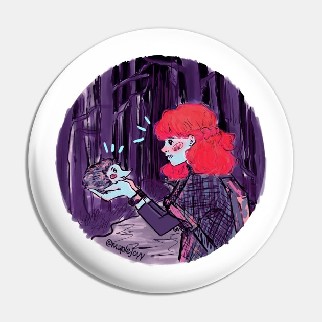 Red haired girl (Maple) with a cute hedgehog (Muffin) in the forest at night Pin by maplejoyy