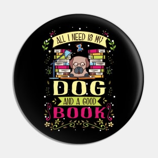 Book Lovers T Shirt library dog gift Pin