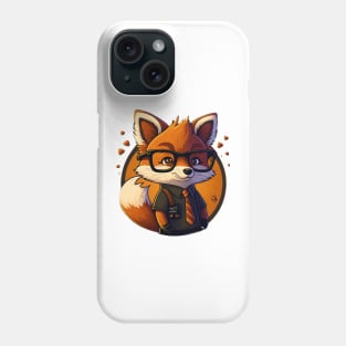 Smart cute cartoon fox with glasses Phone Case