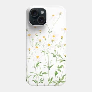 white black-jack flowers watercolor painting Phone Case