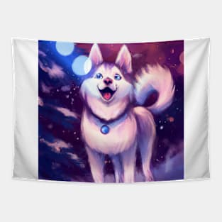 Cute Siberian Husky Drawing Tapestry