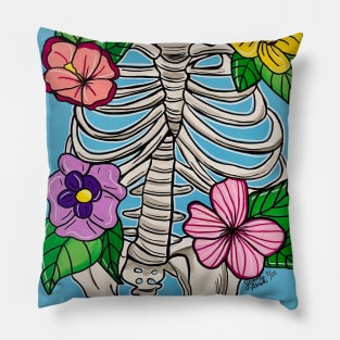 Ribcage with Flowers Pillow