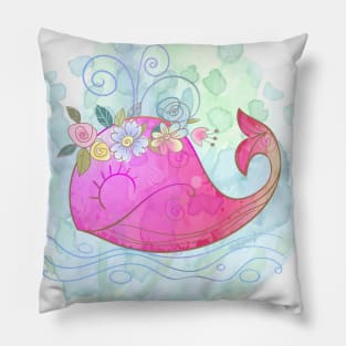 Cute Pink Whale Pillow