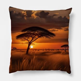 African Savannah Sunset Pillow