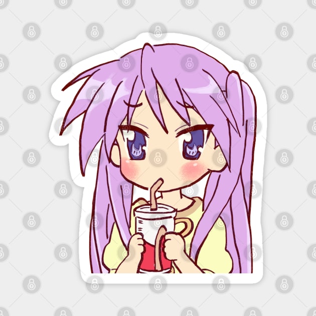 pastel kagami hiiragi drinking soda / lucky star Magnet by mudwizard