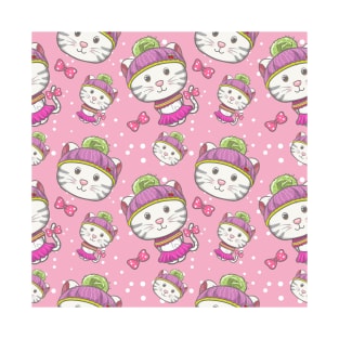 Cute Cat Seamless Patterns T-Shirt