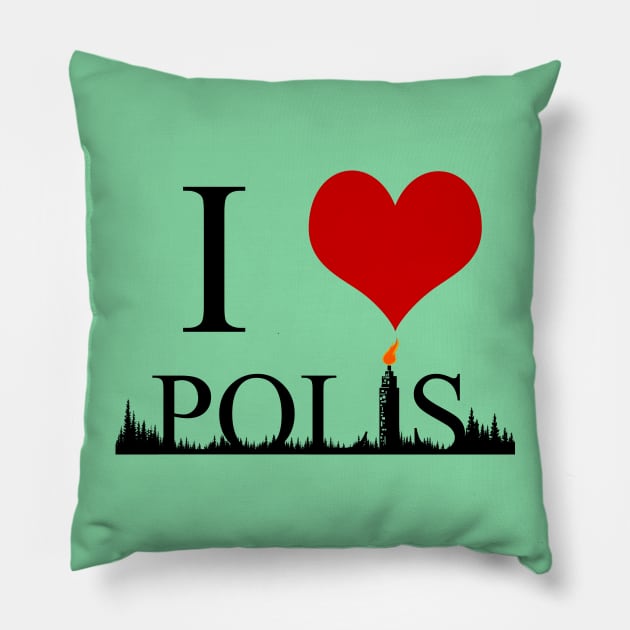 I Heart Polis Pillow by NinjaKlee