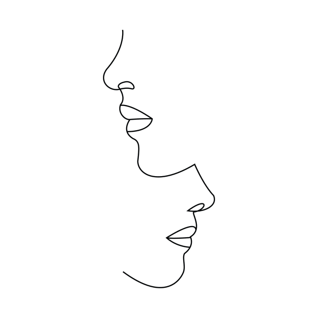 Romantic couple face line art by Charith