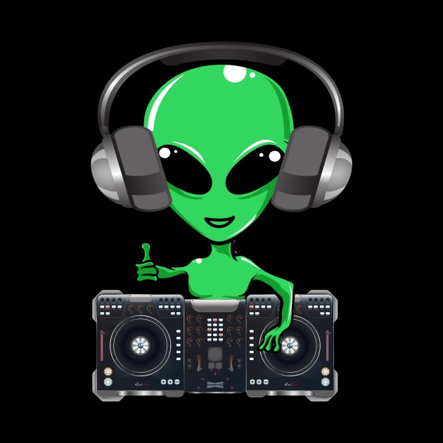 funny green dj alien by Fresh aus