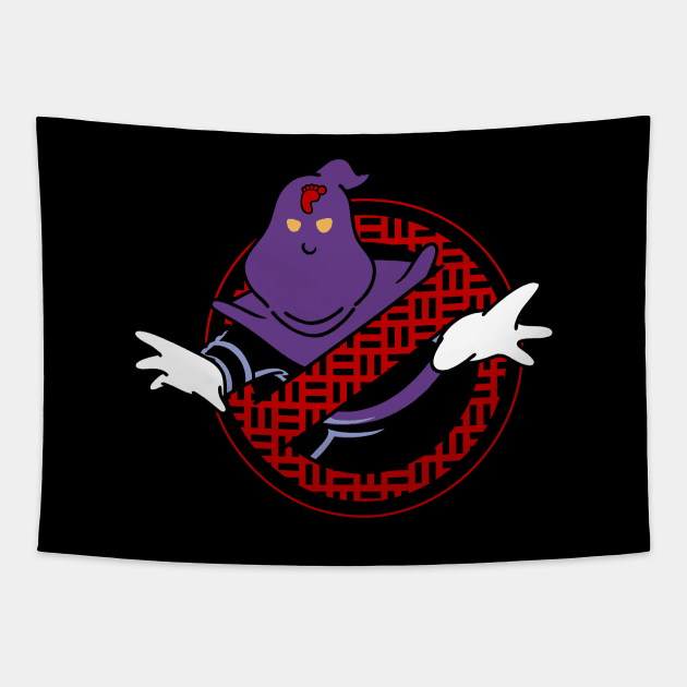 Funny Retro Ghost Ninja Villain 80's Cartoon Mashup Parody Tapestry by BoggsNicolas