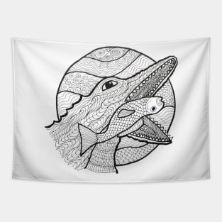 Crocodile with fish Tapestry