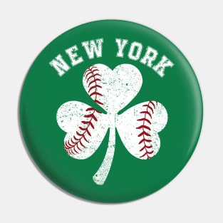New York Baseball Shamrock St Patrick's Day Irish Shamrock Lucky Charm St Paddy's Day Pin